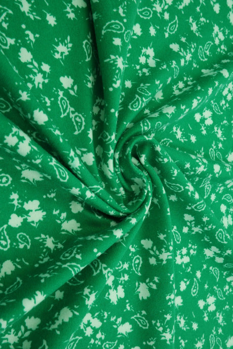 Floral Paisley Print Brushed DTY Knit Fabric 96% Polyester 58/60" Wide