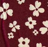 1 Yard Burgundy Ditsy Floral Print Brushed DTY Knit Fabric 58/60" Wide