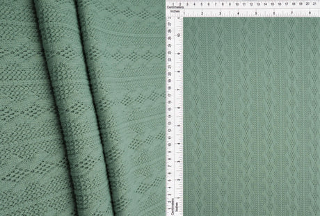 Cable Knit Jacquard Sweater Fabric, Heavyweight Stretch Knit 58/60" Wide