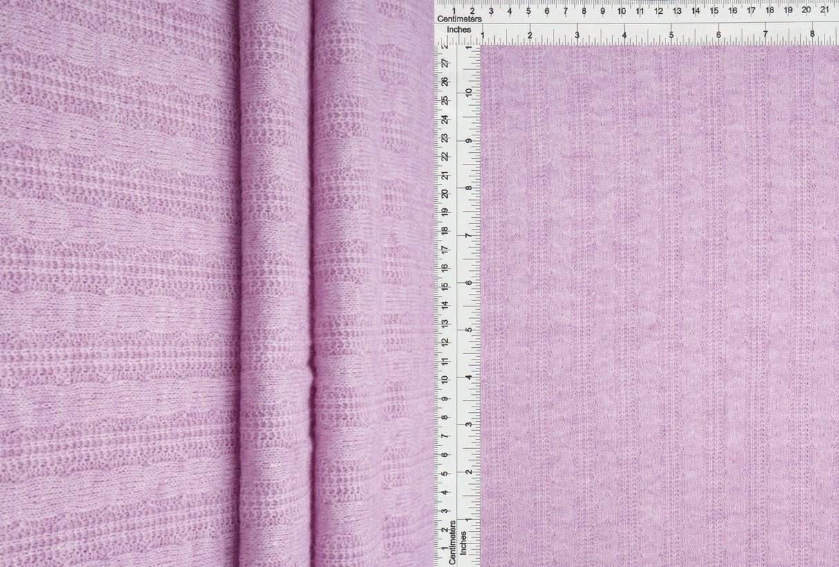 Jacquard Cable Knit Sweater Fabric, Heavyweight Stretch Polyester Spandex 58/60” Wide