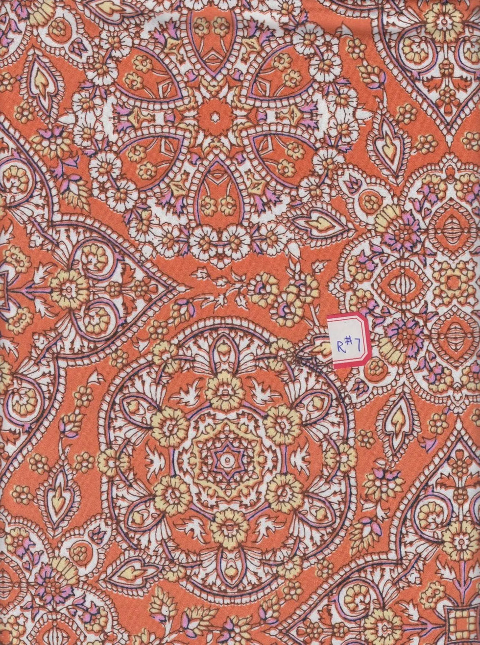 1 Yard Medallion Print Knit Fabric, 58/60? Wide Polyester Spandex Blend