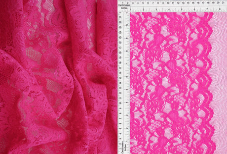 Floral Double Border Lace Fabric 95% Nylon 5% Spandex Stretch Material 57/58 Inches Wide