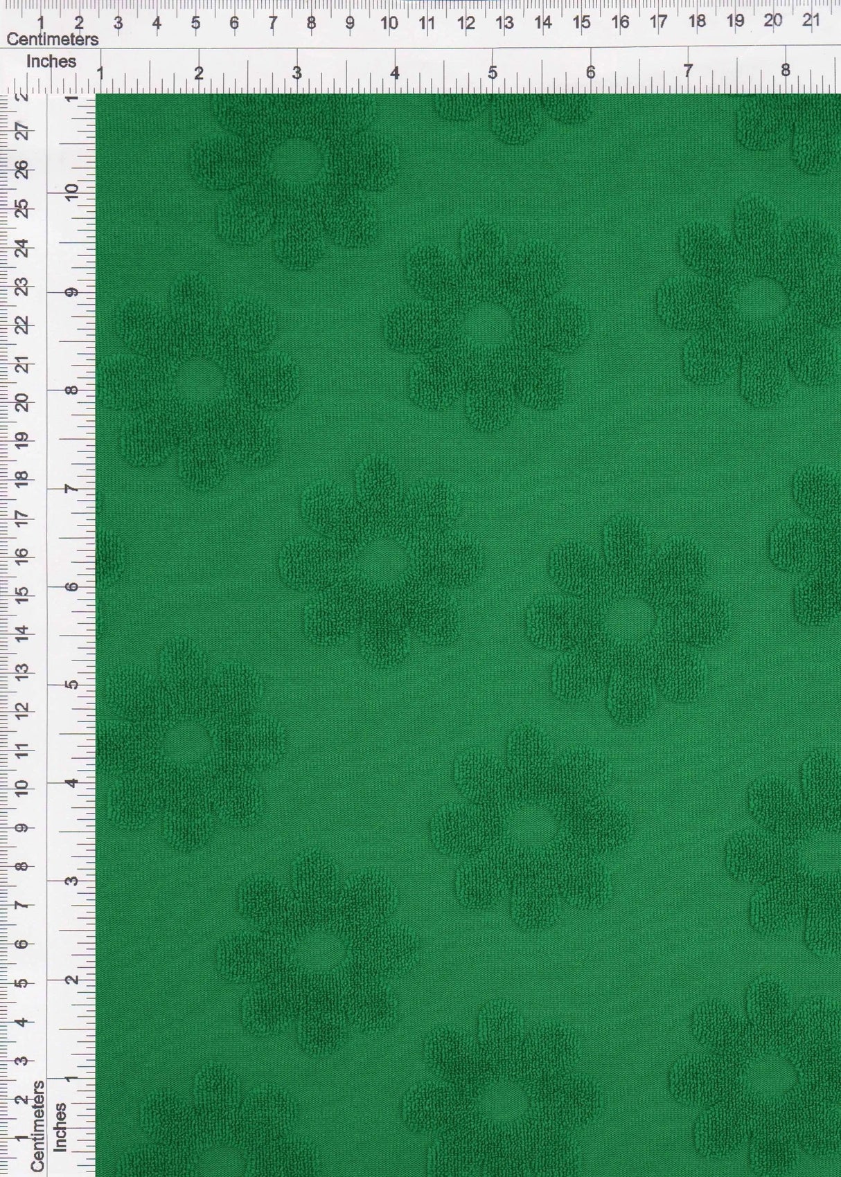 1 Yard Daisy Floral Towel Jacquard Knit Fabric 250 GSM, 58/60'' Wide Polyester Spandex Blend