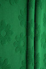 1 Yard Daisy Floral Towel Jacquard Knit Fabric 250 GSM, 58/60'' Wide Polyester Spandex Blend