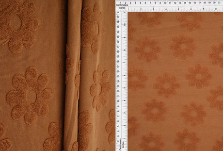 1 Yard Floral Daisy Towel Jacquard Fabric Stretch Polyester Spandex 58/60 Inches Wide
