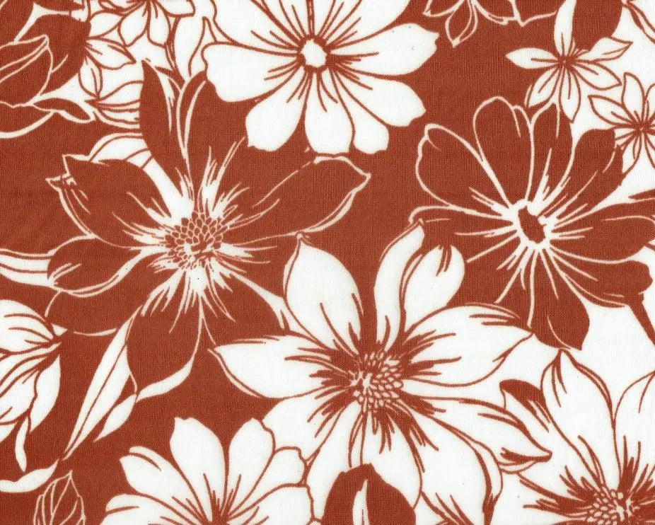 1 Yard Bodre Interlock Pleated Flower Print Knit Fabric 150 GSM, 58/59? Wide 100% Polyester