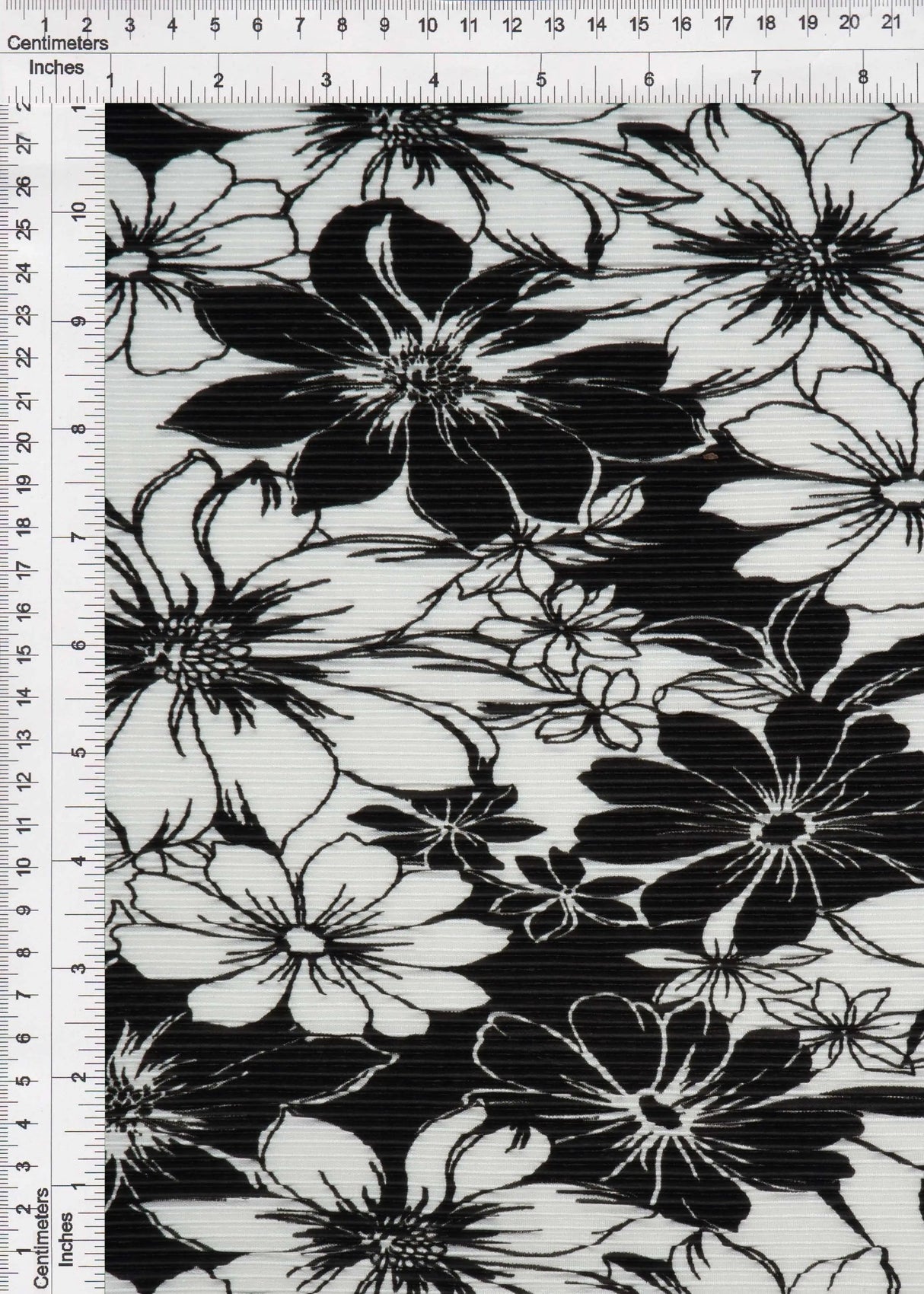 1 Yard Bodre Interlock Pleated Flower Print Knit Fabric 150 GSM, 58/59? Wide 100% Polyester