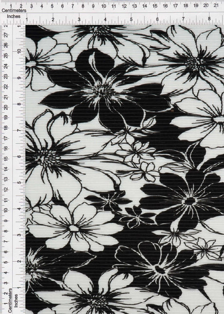 1 Yard Bodre Interlock Pleated Flower Print Knit Fabric 150 GSM, 58/59? Wide 100% Polyester