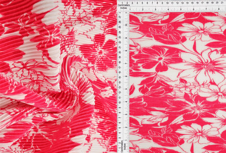 1 Yard Bodre Interlock Pleated Flower Print Knit Fabric 150 GSM, 58/59'' Wide 100% Polyester