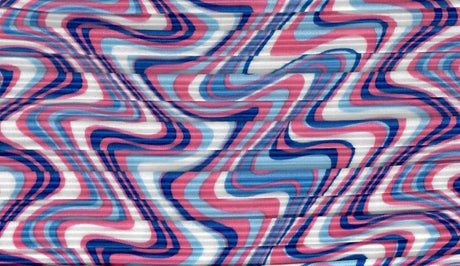 1 Yard Pleated Bodre Interlock Knit Fabric Geo Wave Print 57/58 Inches Wide