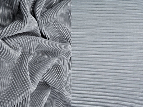 1 Yard Bodre Pleated Jersey Knit Fabric with Foil 150 GSM, 58/60'' Wide 100% Polyester