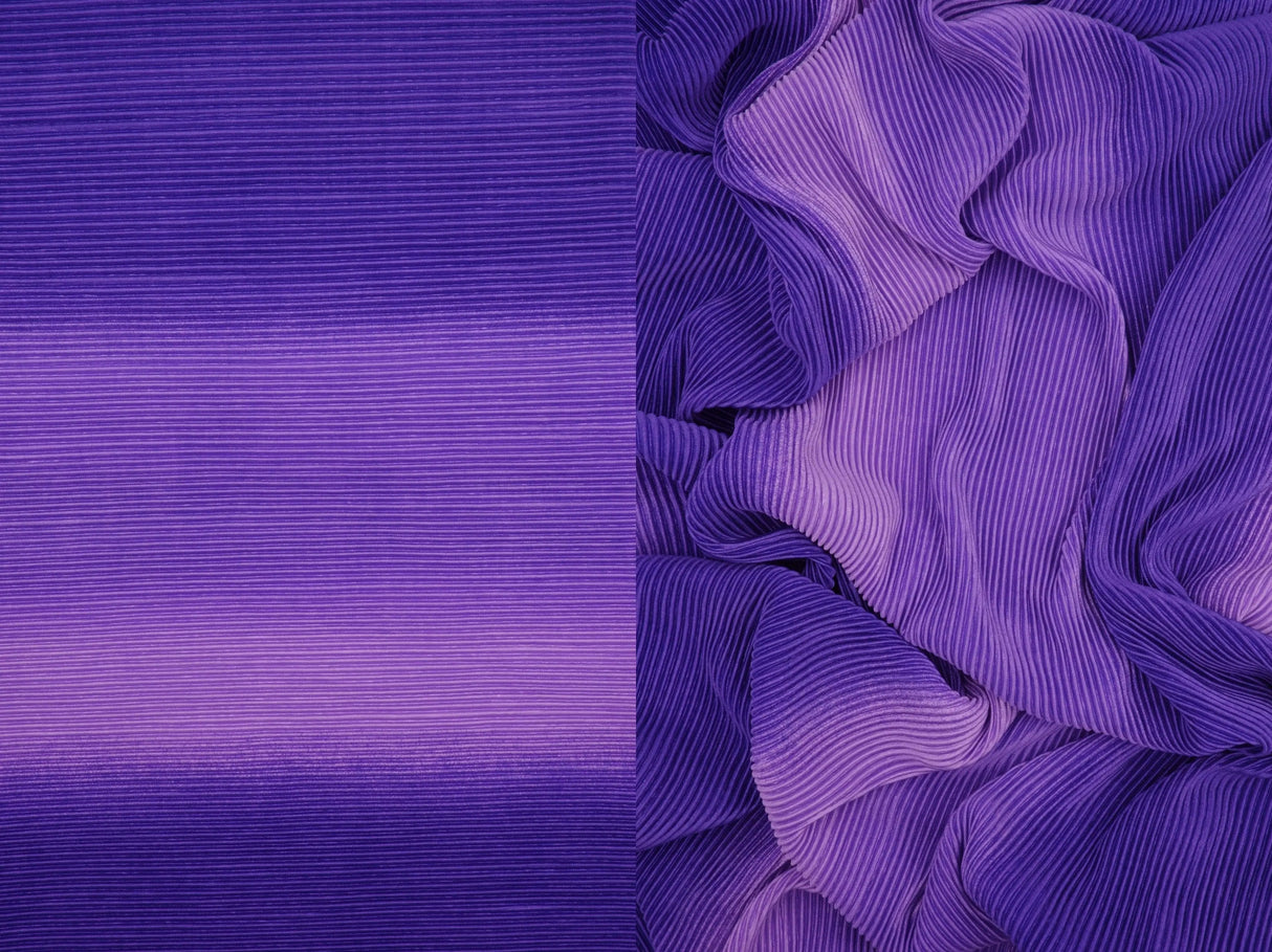 1 Yard Pleated Ombre Print Bodre Interlock Fabric 150 GSM 100% Polyester 58/59" Width