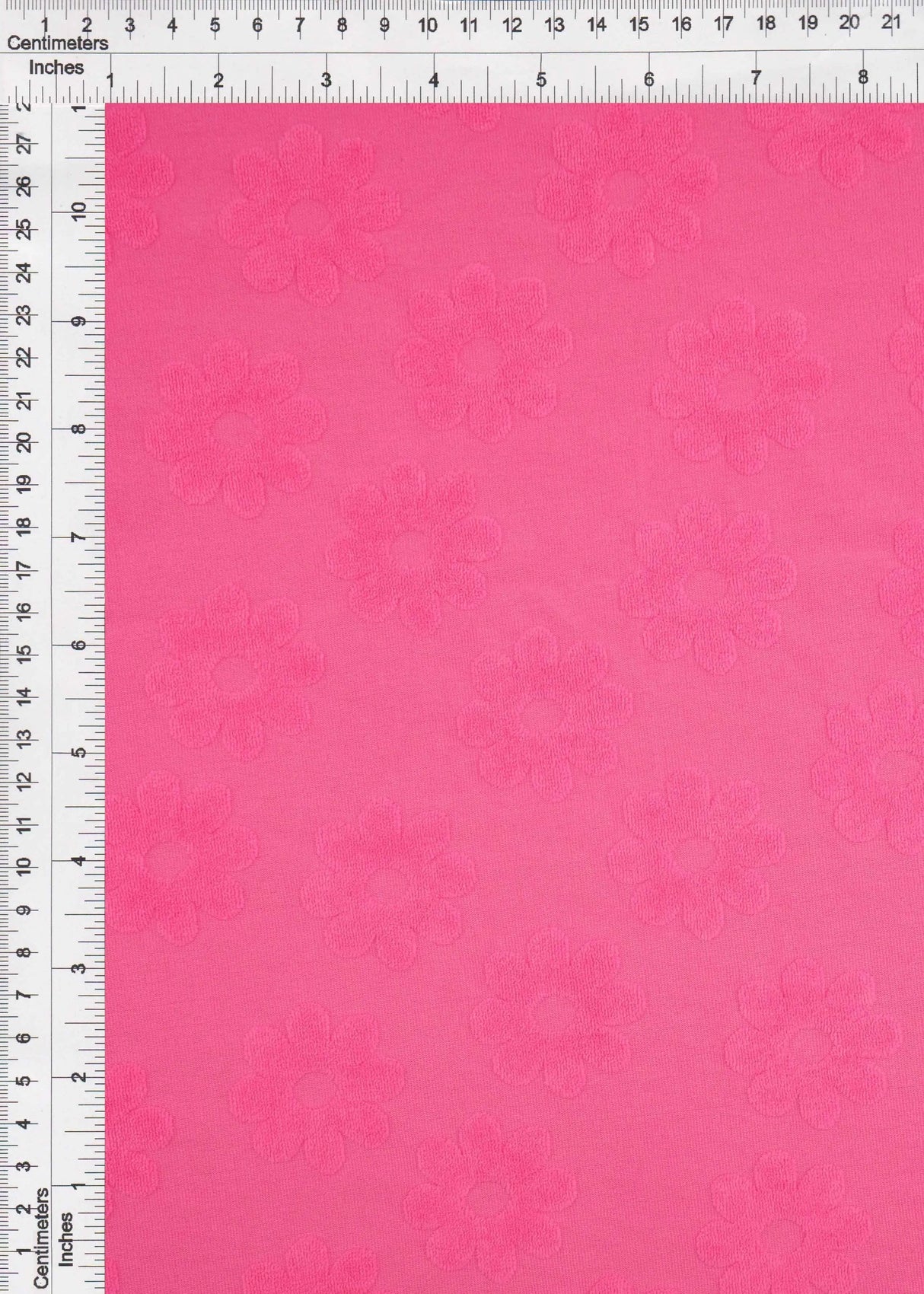 1 Yard Daisy Floral Towel Jacquard Knit Fabric 250 GSM, 58/60'' Wide Polyester Spandex Blend