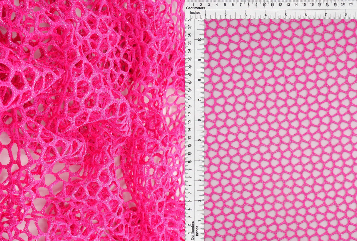 1 Yard Lurex Fishnet Mesh Fabric, 58/60? Wide Polyester Spandex Blend