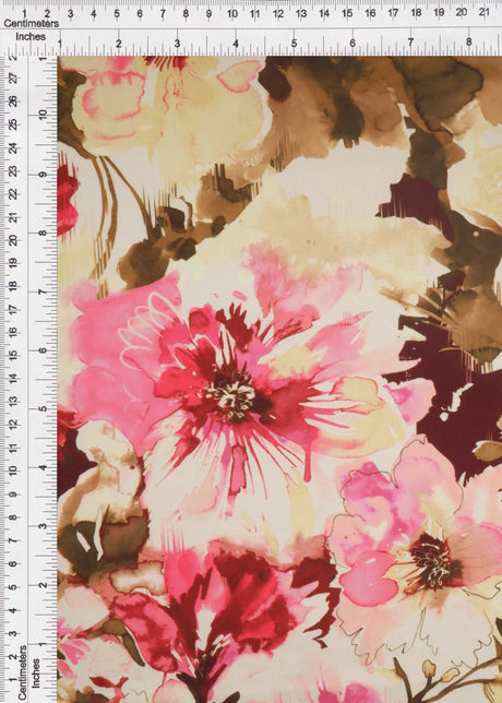 1 Yard Digital Floral DTY Print Fabric 190 GSM Polyester Spandex Blend 58/60" Width