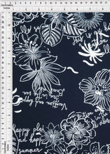 1 Yard DTY Floral Print Fabric 190 GSM Polyester Spandex Blend 58/60" Width