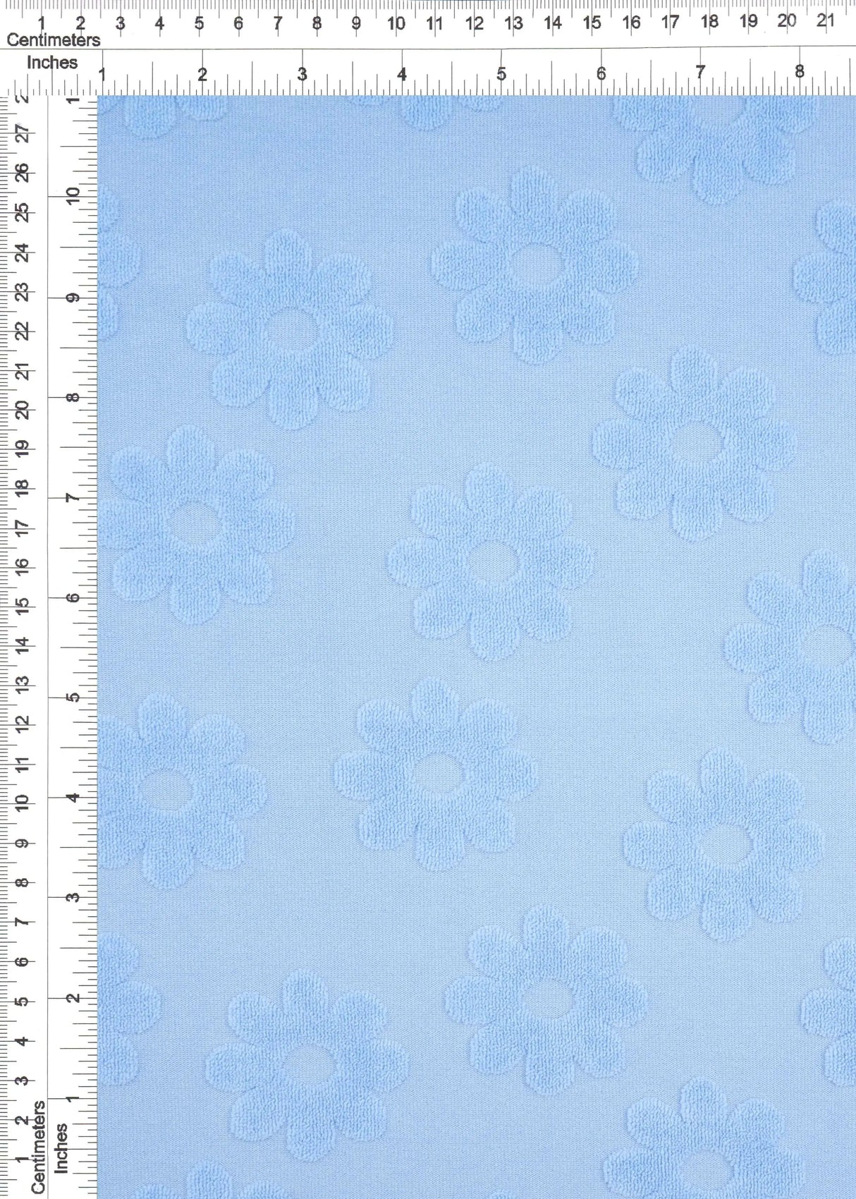 1 Yard Daisy Floral Towel Jacquard Knit Fabric 250 GSM, 58/60'' Wide Polyester Spandex Blend