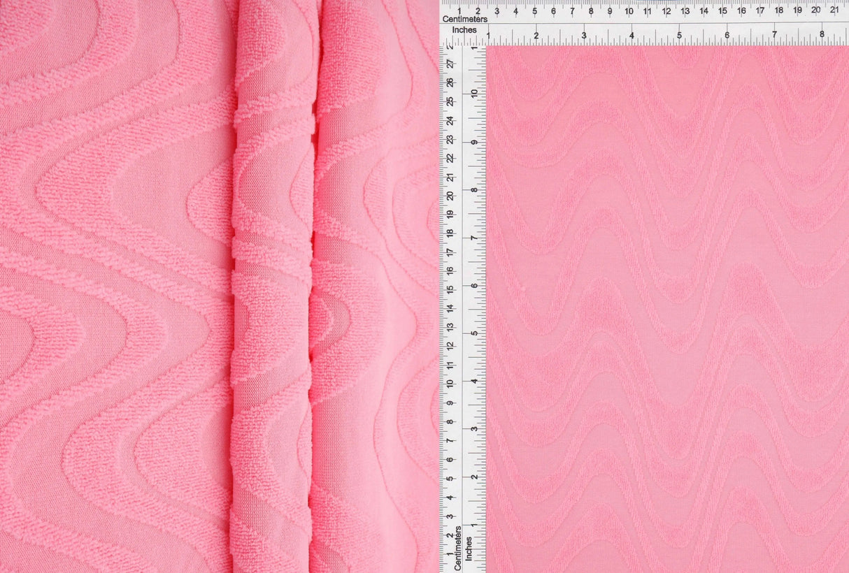 1 Yard Ocean Wave Towel Jacquard Fabric 250 GSM Polyester Spandex 58/60" Width