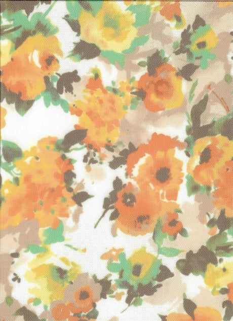 Floral Digital Mesh Fabric Lightweight Sheer Stretch, 54” Wide Polyester Spandex