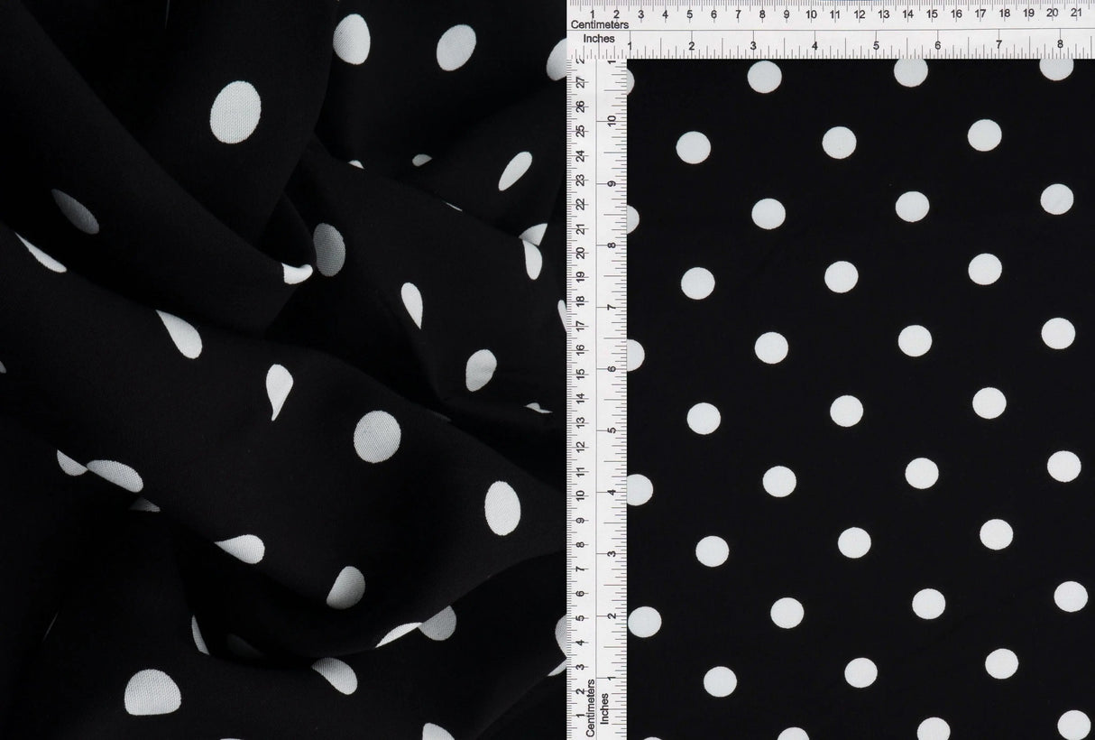 1 Yard Rayon Challis Polka Dot Print Fabric, 54'' Wide 100% Rayon