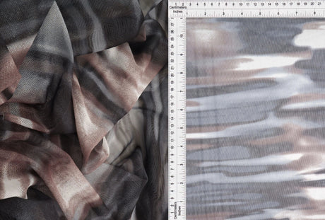 1 Yard Digital Abstract/Tie Dye Mesh Knit Fabric, 56/58? Wide Polyester Spandex Blend