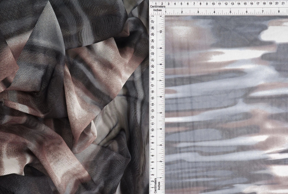 1 Yard Digital Abstract/Tie Dye Mesh Knit Fabric, 56/58'' Wide Polyester Spandex Blend