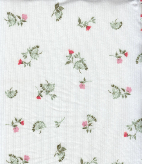 1 Yard Yummy Rib Ditsy Flower Print Fabric 180 GSM Polyester Spandex 58/60" Width