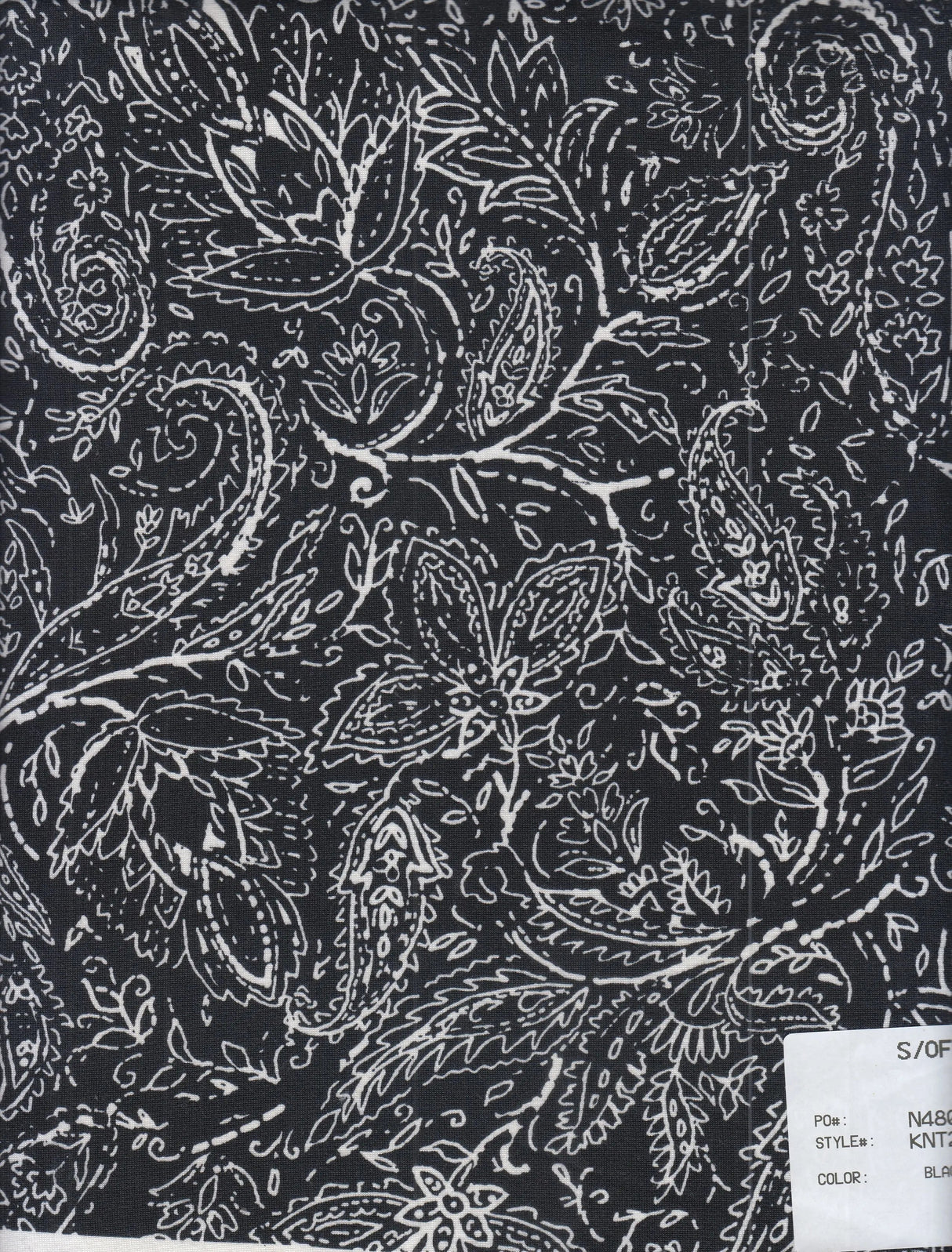 1 Yard Black Paisley Brushed DTY Knit Fabric Soft Stretch Fabric 58/60" Wide