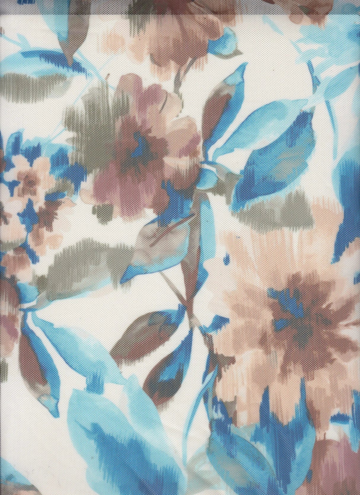 1 Yard Polyester Spandex 80 GSM Mesh Fabric, Floral Digital Print, Lightweight Soft 54" Width