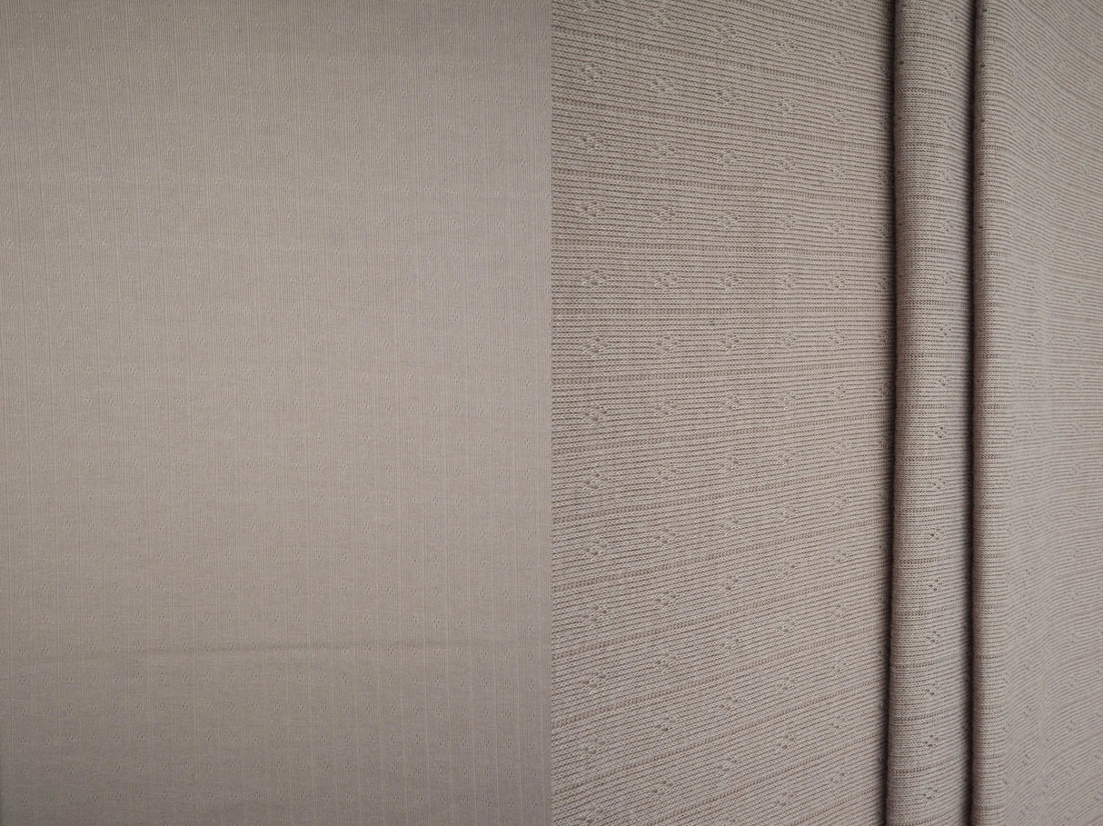 1 Yard Cotton Style Pointelle Rib Knit Fabric 170 GSM Poly Rayon Blend 68/70" Width