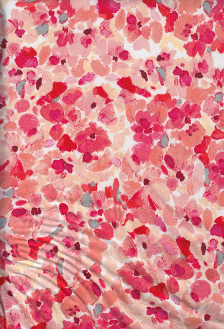 1 Yard DTY Brushed Floral Print Knit Fabric, 58/60'' Wide Polyester Spandex Blend