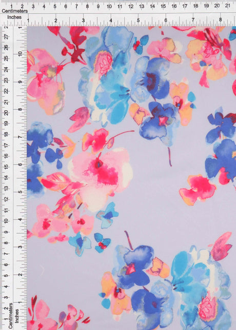 1 Yard Digital Floral Peach Skin Print Fabric, 58/59'' Wide Polyester Spandex Blend