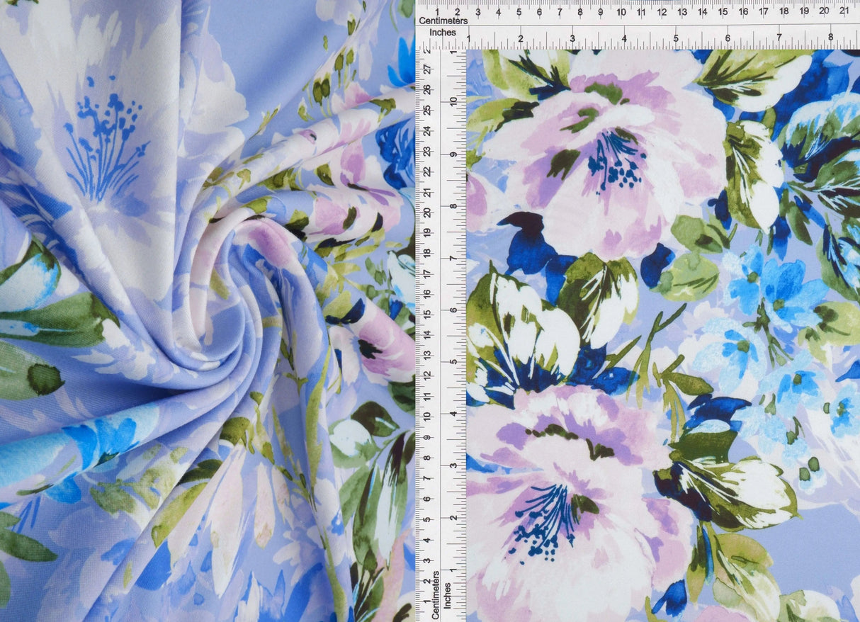 1 Yard DTY Brushed Floral Digital Print Fabric 170 GSM Polyester Spandex 58/60" Width
