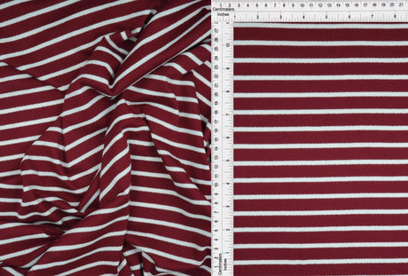 1 Yard Viscose Crepe Stripe Stretch Fabric with 1cm Line 58/60 Inch Wide