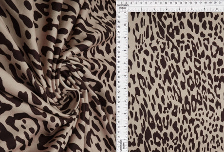 1 Yard DTY Brushed Animal/Leopard Digital Print Knit Fabric, 58/60'' Wide Polyester Spandex Blend