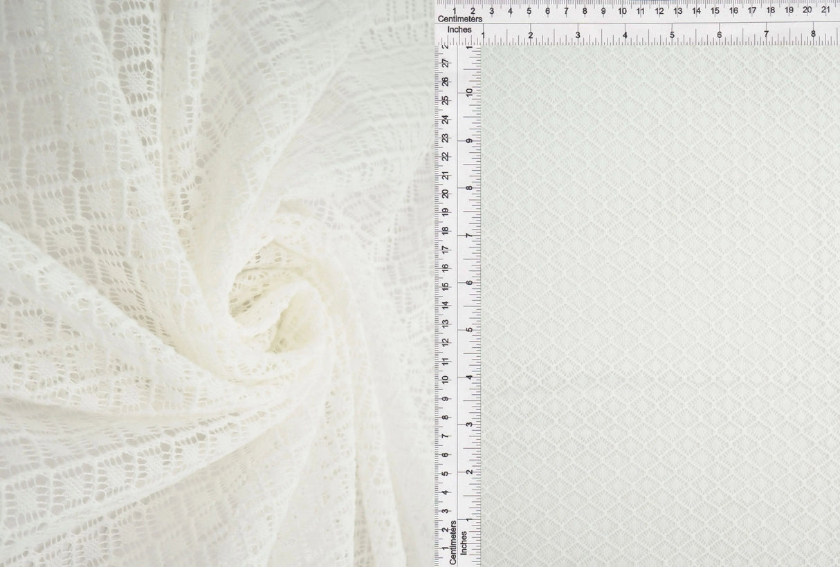 1 Yard Poly Warp Lace Fleece Fabric 90 GSM Lightweight Soft Textured Knit 57" Width