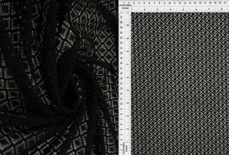 1 Yard Poly Warp Lace Fleece Fabric 90 GSM Lightweight Soft Textured Knit 57" Width