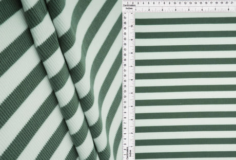 1 Yard Poly Spandex Cool Cotton 260 GSM Stripe Fleece Rib Knit Fabric Soft 52" Width