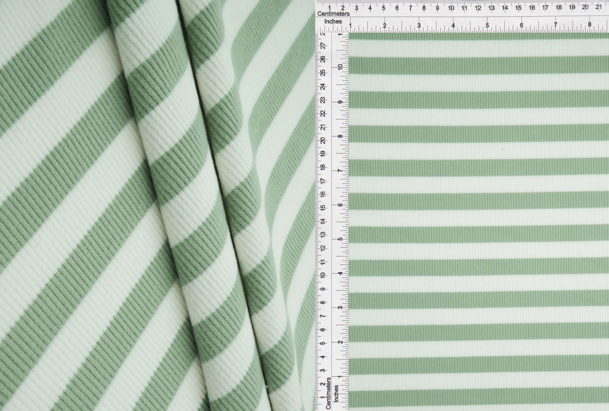 1 Yard Poly Spandex Cool Cotton 260 GSM Stripe Fleece Rib Knit Fabric Soft 52" Width