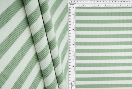 1 Yard Poly Spandex Cool Cotton 260 GSM Stripe Fleece Rib Knit Fabric Soft 52" Width