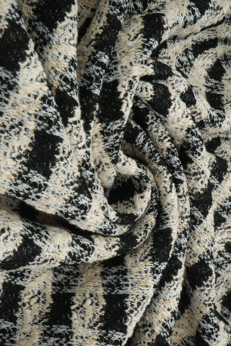 1 Yard Knit Boucle Checkered Fabric 265 GSM Polyester Cotton Spandex Blend 58/60" Width