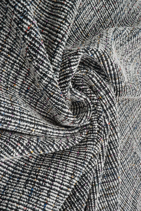 1 Yard Polyester Cotton Rayon Spandex 320 GSM Knit Boucle Multi Lurex Fabric 62" Width