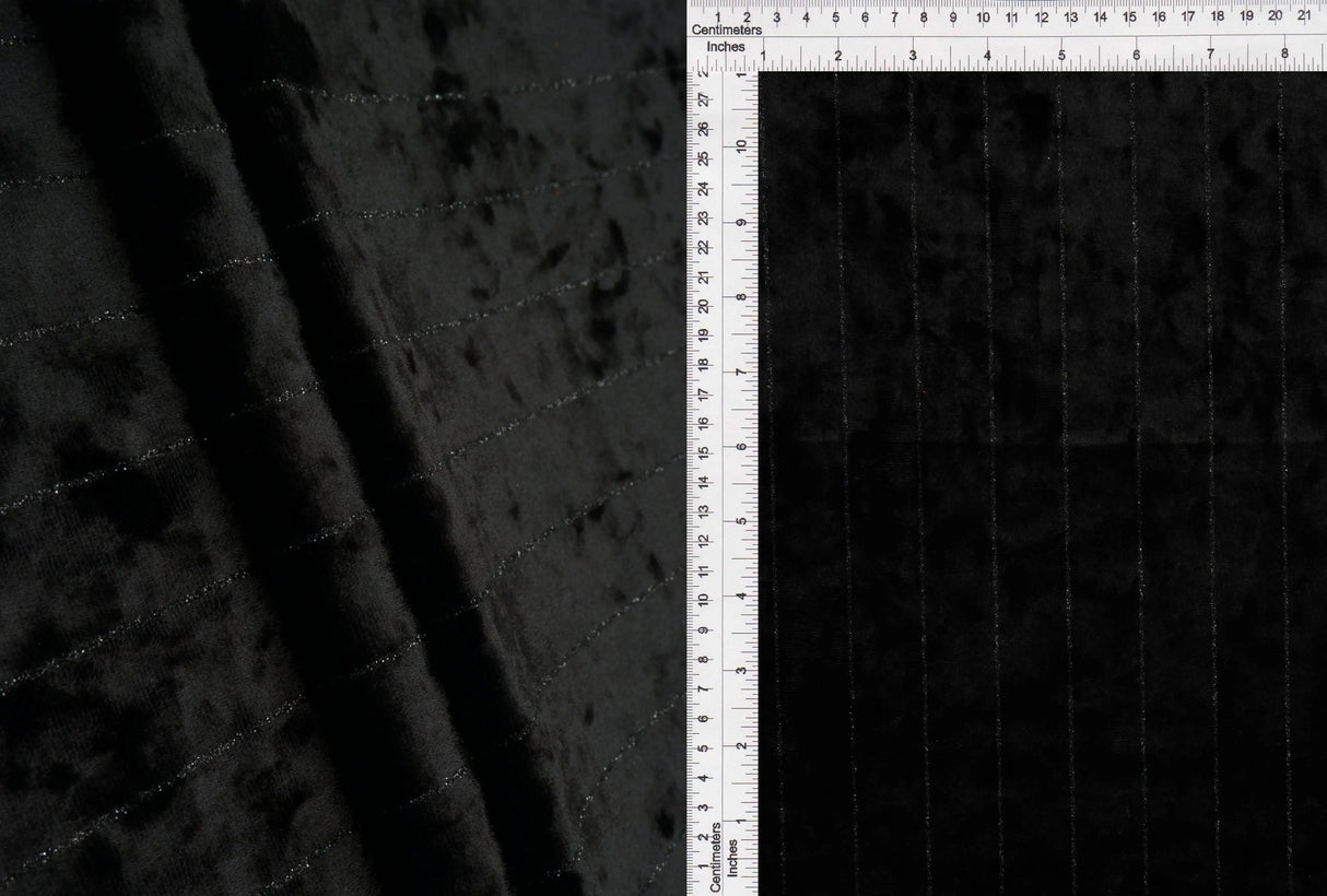 1 Yard Polyester Elastane Velvet 250 GSM Glitter Stripe Fabric Soft 59" Width