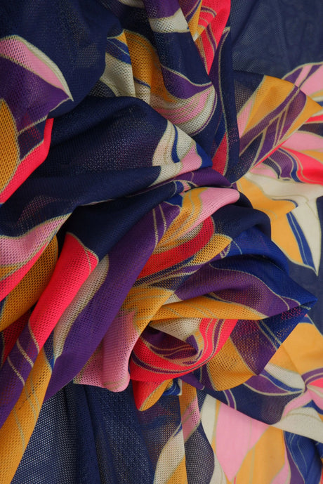 1 Yard Polyester Spandex 100 GSM Mesh Fabric Digital Floral Print Lightweight Soft 54" Width
