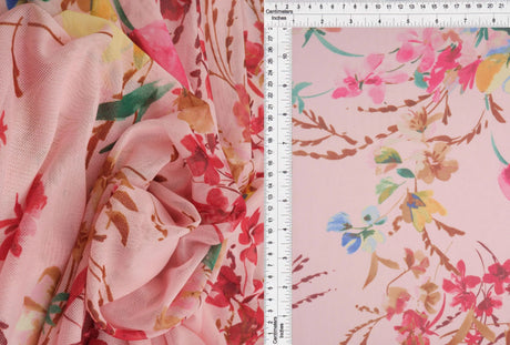 1 Yard Digital Floral Mesh Knit Fabric, 54'' Wide Polyester Spandex Blend