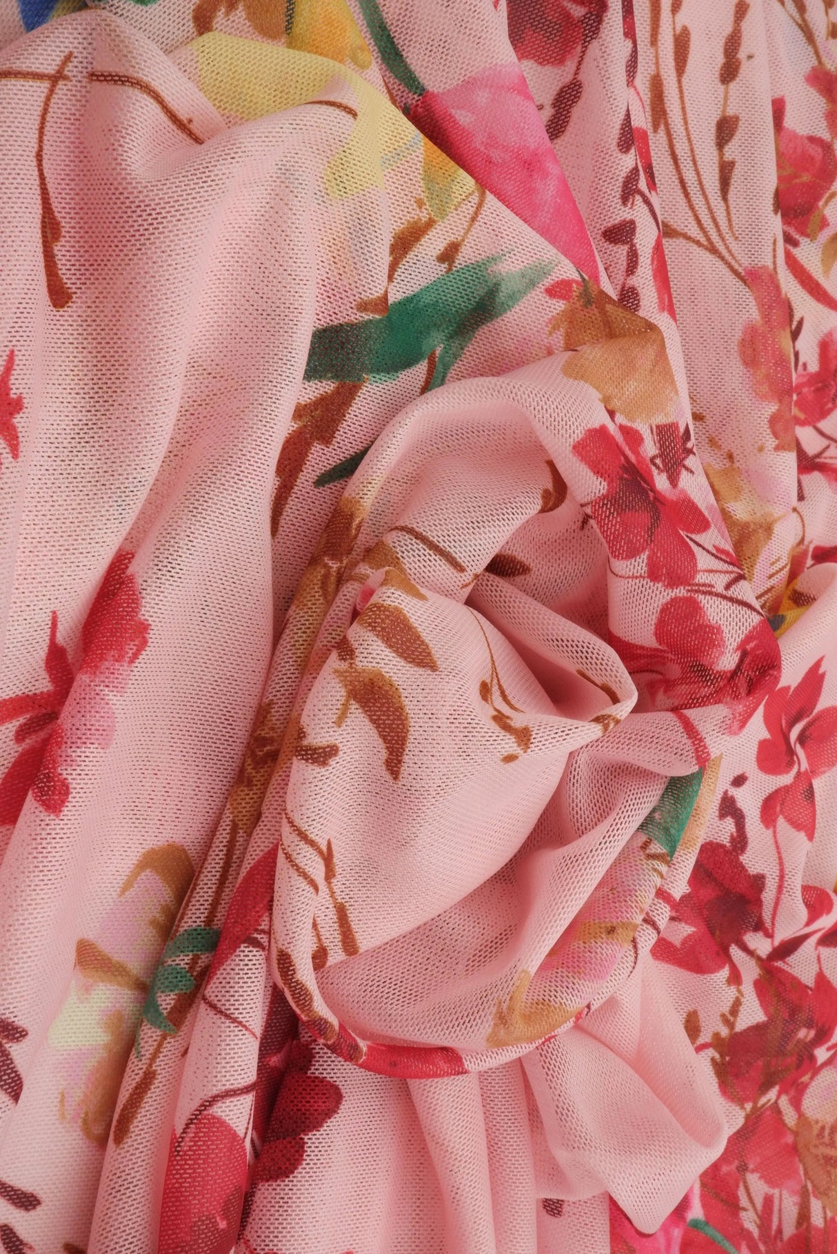 1 Yard Digital Floral Mesh Knit Fabric, 54'' Wide Polyester Spandex Blend