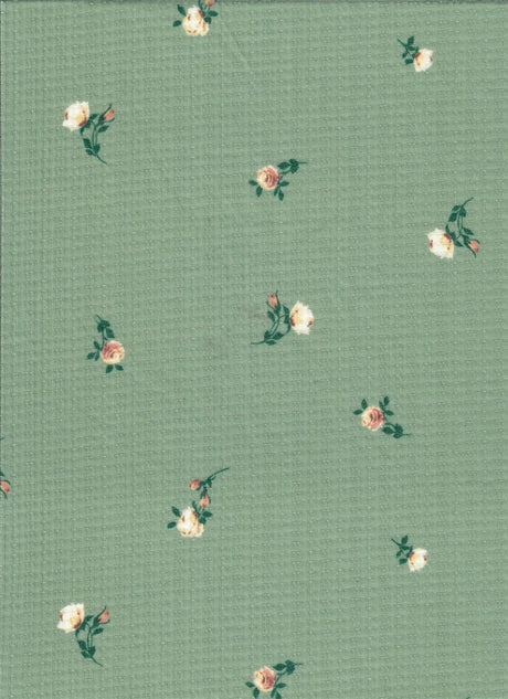 1 Yard Pointelle Ditsy Rib Knit Fabric, 58/60'' Wide Polyester Rayon Spandex Blend