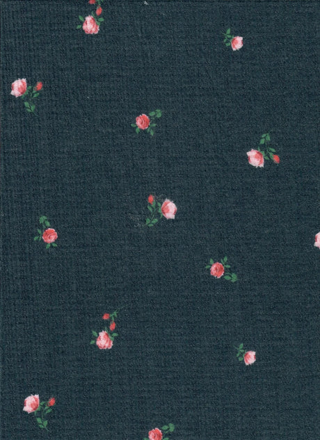 1 Yard Pointelle Ditsy Rib Knit Fabric, 58/60'' Wide Polyester Rayon Spandex Blend