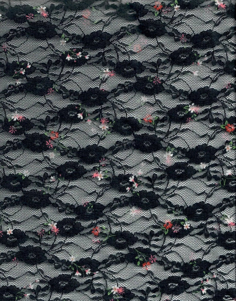 1 Yard Ditsy Printed Lace Fabric, 56/58'' Wide Polyester Spandex Blend