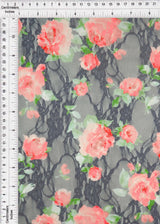 Floral Lace Print Fabric 92% Polyester 8% Spandex Soft Stretch 56/58 Inches Wide